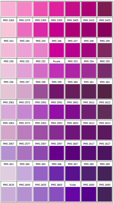 Pink Pms Color Chart